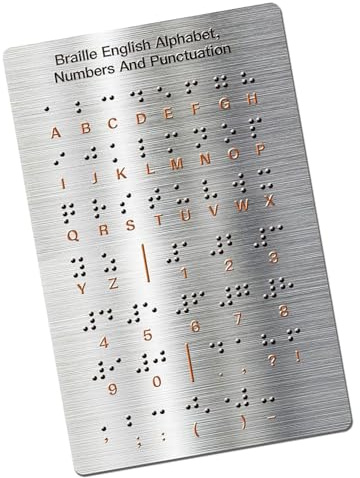 Braille Tafel Für Anfänger Mit Erhabenen Punkten Buchstaben Zahlen Und Satzzeichen. Lerngriffbrett Für Blinde Kinder Und Erwachsene. Aluminiumtafel Mit Satzzeichen