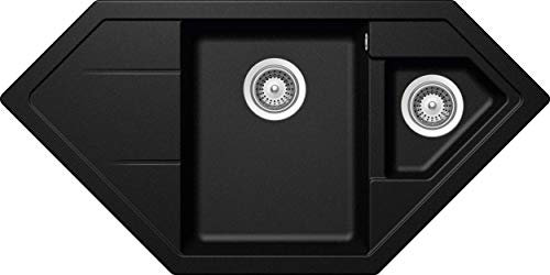 SCHOCK hochwertige Küchenspüle 100,2 x 50 cm Signus C-150 Magma - CRISTADUR schwarze Spüle mit 1 ½ Becken ab 90 cm Unterschrank-Breite