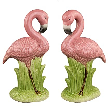 Pastel Tischvase Dekofigur Flamingo Blumentopf Origami Design Keramik Hohe nach Wahl (Figur Flamingo 2er Set)