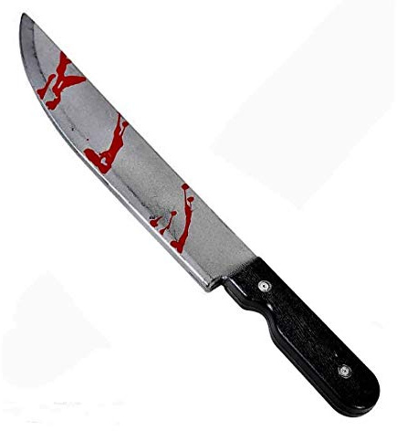 KarnevalsTeufel Messer mit Blut, ca. 50cm, gruselig, blutiges Horror-Messer, Halloween