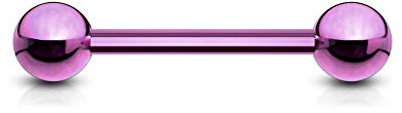 viva-adorno Universal Barbell Piercing Stab Zungenpiercing Brustpiercing Intimpiercing Stecker Hantel Edelstahl beschichtet Z310Z, 1,6x16x5mm, lila