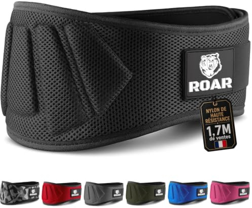 Roar® Cinturón Lumbar Gimnasio, Cinturon gimnasio hombre y mujer, Cinturon halterofilia, Powerlifting, Levantamiento Peso, Musculacion, Cinturon gym hombre, Cinturon pesas