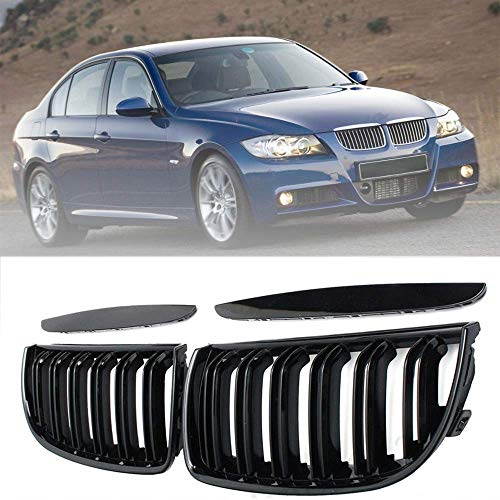 Parrillas delanteras deportivas de doble línea para E90 E91 325i 328i 335i 2005-2008, color negro brillante