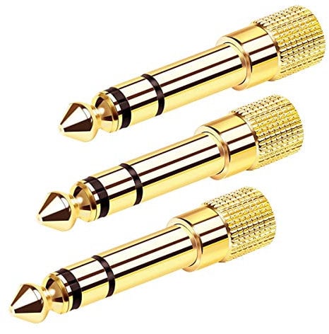 Headphone Jack Adapter, XCOZU 6.35mm 1/4Inch Male to 3.5mm 1/8 Inch Female Jack Headphone Audio Stereo Jack Plug Adaptor Converter Gold Plated-3 Pack