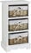 Home Source Bedroom Wooden Storage Unit, Woven Willow Wicker Baskets, 3 Drawer Cabinet Chest, White