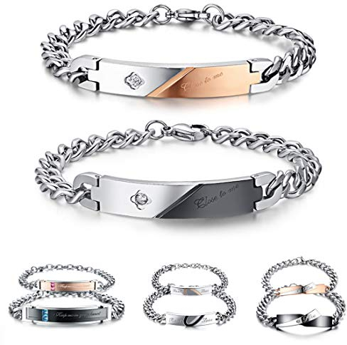 Kim Johanson Edelstahl Pärchen Armbänder *Verschiedene Motive & Farben* in Roségold, Gold & Silber Freundschaftsarmband, Geschenk, Schmuck für Paare inkl. Schmuckbeutel (Close to Me)