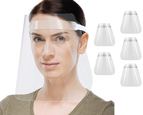 5 Stück XL Gesichtsschutz Gesichtsvisier Schutzschild Face Shield Visier Augenschutz Schutzvisier Anti-Beschlag Klar