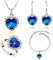 HMOOY Titanic Coeur De L'océan Collier Boucles D'oreilles Bracelet Et Anneaux Ensemble De Bijoux Plaqué Argent Saphir Bleu Cristal Collier Pendentifs Mariage Bal Bijoux Pour Femmes Filles, cristal,