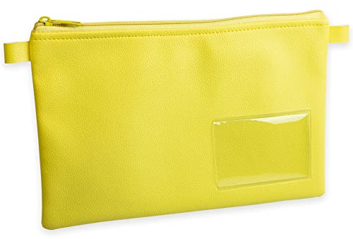 effektivo Banktasche Geldtasche bunt, mit Reißverschluss farbig passend, Fenster und Karte zur Beschriftung, Kunstleder gelb, passend für Dokumente bis DIN A5