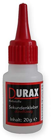 Durax Dünnflüssiger Sekundenkleber, 20g, Transparent, Wasserresistent, Modellkleber, Flasche, 20ml