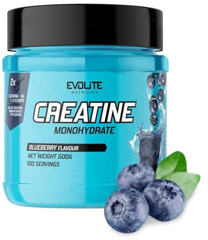 Creatin Monohydrat 500g - Taurin Kreatin Pulver, Pre Workout - 100 Portionen - Perfekt Löslich, Vegan & Mikronisiert, 3 Monate Vorrat - Evolite Nutrition