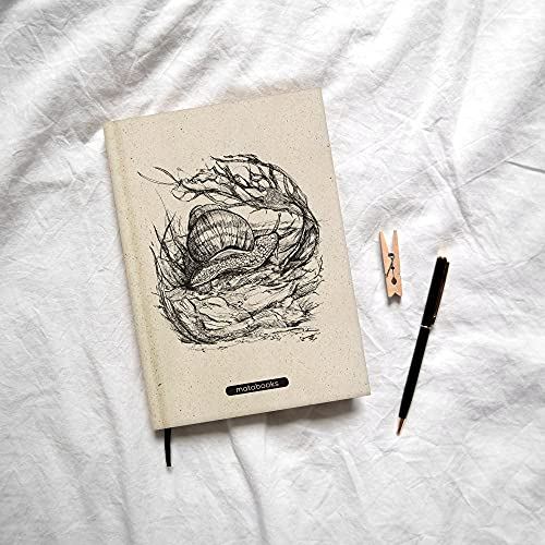 Matabooks, nachhaltige und vegane Notizbücher A5 aus Graspapier, Jana, 138 Seiten, Natur, Handmade, Made in Germany (Snail)