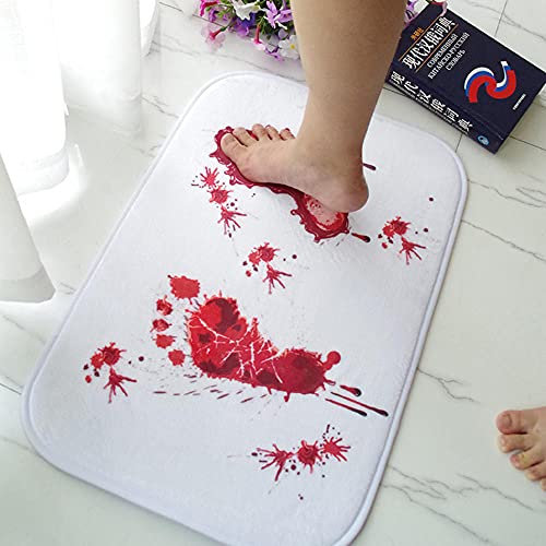 WSDSX Tappetino da bagno di Halloween Impronta sanguinante,Creative Horror Tappetino Antiscivolo Per Halloween Decorazione Doccia Tappeto Con Impronta Sangue Tappetino Morbido E Soffice