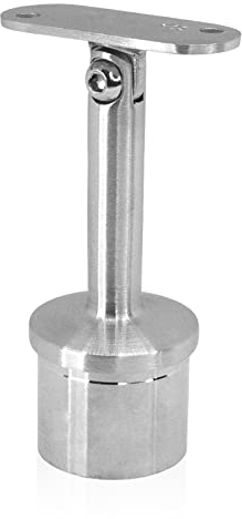 PRIOstahl Handlaufhalter für Rohr Handlaufträger Geländerhalterung Rohrhalter - 1 x Handlaufstütze stellbar mit Anschraubplatte Flach für Vierkantrohr Handlauf Geländer aus Edelstahl V2A
