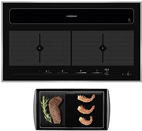 Oranier Flächen-Induktion KFL 2094 be cook - Vollflächen-Induktionskochfeld 90 cm mit Abluft Kochfeld-Dunstabzug und Edelstahl-Rahmen & Grillplatte