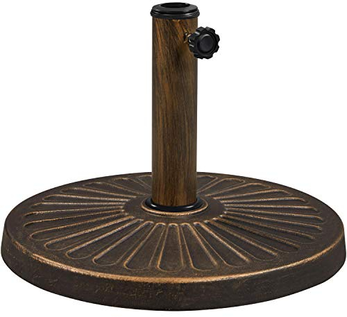 Yaheetech 10kg Patio Umbrella Stand Parasol Base Weight Heavy Duty Garden Parasol Stand Holder Round Iron Umbrella Base Stand Bronze