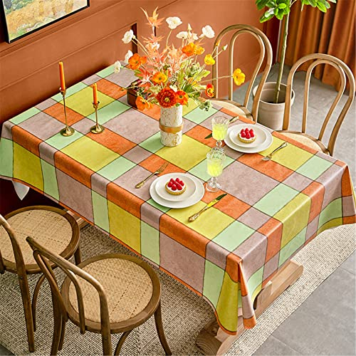 Chickwin Tischdecke Abwaschbar Wachstuch, Abwischbar PVC Kunststoff Rechteckig Garten Tischdecke Wasserdicht Fleckschutz Pflegeleicht Dekoration Tischdecke (90*90cm,Bunt Orange)