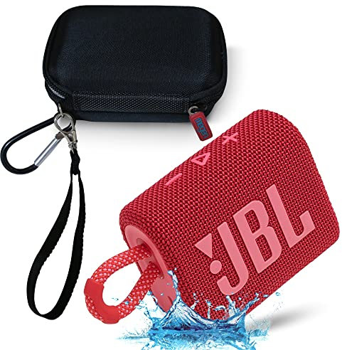 JBL GO 3 - Set di altoparlanti Bluetooth ultra portatili impermeabili con custodia rigida Megen (rosso)