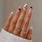 24PCS Medium Almond False Nails with Glue Stickers, Full Cover Acrylic Press on Nails no Glue,Black-White Love French Fake Nails for Women and Girls Nail Art.