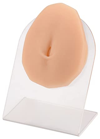 Bauchnabelpiercing-Modell aus weichem Silikon mit Acryl-Ständer, flexible Bauchnabel-Form für Piercing-Übungen, Gummi-Nabel für Schmuck-Display