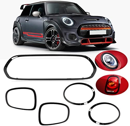 Tonysa Scheinwerfer Rücklicht Kühlergrill Einfassungs Abdeckungs Verkleidungs Ersatz für Mini F55 F56 F57 One S JCW 2014+, Scheinwerfer Kühlergrill Einfassungs Verkleidungs