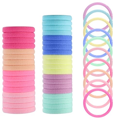 100 Stück Haargummis Mädchen, 4.3cm Bunt Elastisch Haargummis Gummibänder Ohne Metall Zopfgummi Haargummi Starke Stretch Haarbänder Weihnachtsgeschenke für Mädchen Kinder(6 Farben)