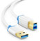 deleyCON 3,0m USB 3.0 Super Speed Kabel USB A-Stecker zu USB B-Stecker Datenkabel bis zu 5 Gbit/s für z.B. Drucker Scanner Multifunktionsdruckern Weiß