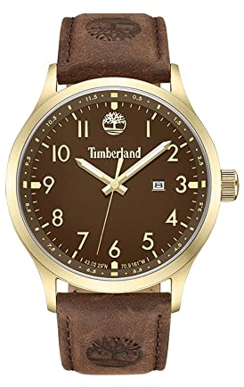 Timberland Trumbull Herren Armbanduhr mit einem Band aus Edelstahl und Leder, Farbe: Braun, Durchmesser der Uhr: 45mm, TDWGB0010104