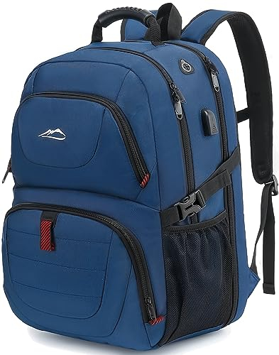 PROETRADE Extra Großer Rucksack Herren 50L Laptop Rucksack 17 Zoll Schulrucksack Laptoptasche Anti Diebstahl Business Reisen Arbeit Notebook College Rucksack für Teenager Damen(Blau)