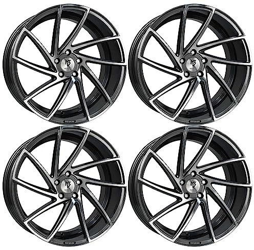 4x MB Design Felgen KV2 8.5Jx19 ET43 5x112 Glanzgrau poliert kompatibel mit VW Beetle EOS Golf Jetta Passat Tiguan Touran T-Roc T-ROC