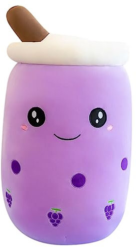 JAWSEU Bubble Tea Peluche Boba Doudou Poupées en Peluche Coussin Décoratif Créatif Boba Oreiller en Peluche de Thé Au Lait Tasse Jouet en Peluche Oreiller de Canapé Lit Cadeau Enfants 50cm A-violet