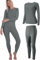 INNERSY Ensemble Thermique Femme sous-vêtements Thermiques Chaud Pyjama Hiver sous Pull Legging (M, Gris Classique)