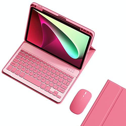 KMXDD iPad 10th Generation Keyboard Case with Mouse 2022 iPad 10 Removable Bluetooth Wireless Keyboard Case Color Keys (Begonia Red)