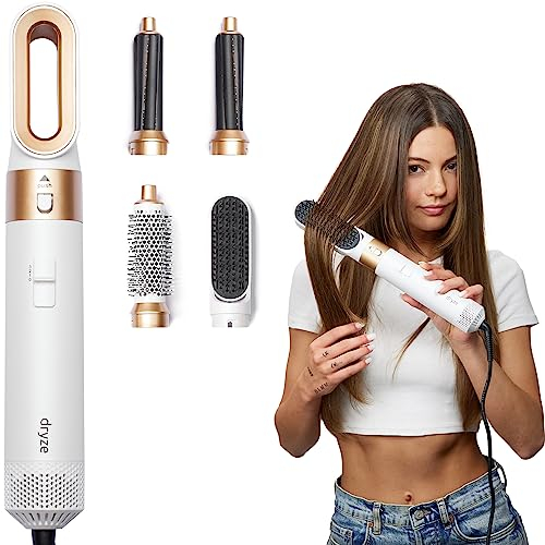 Dryze airstyler 5 in 1, lockenstab, haartrockner, warmluftbürste, föhnbürste, föhn… (Creme white)