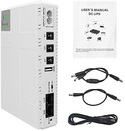 UPS Batterie de Secours, Alimentation sans Interruption pour Routeur, Modem Optique Adaptateur Intégré, Smartphone Plus Support Solaire, Batterie de Secours Portable pour Routeur, Petit UPS pour