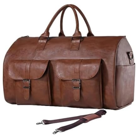 Wandelbare Kleidertasche aus Leder, Handgepäck-Reisetasche, wasserdichter Kleidersack für Damen und Herren, 2-in-1 Hängender Koffer und Anzug-Reisetasche, Geschenke für Business und Reisen, braun,