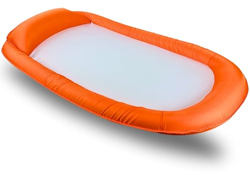Best Sporting Aufblasbare Wasserhängematte Mesh Mat I Luftmatratze mit Netz | Pool Lounge Float I Sommer-Spaß für Erwachsene I Max. Benutzergewicht 100 kg (Orange)