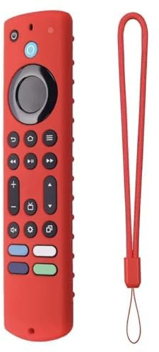AOMNGBIU Schutzhülle für Fernbedienung (leuchtet im Dunkeln) für 2023 Firestick 4K Max/Toshiba/Insignia/Pioneer/Omni (QLED) Series Alexa Voice Remote Enhanced w/Lanyard (rot)