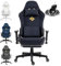 Dowinx Gaming Stuhl, Bürostuhl mit Seidig Glatte Große Räder, Massage Gaming Chair mit Luxuriöser Wildleder-Stoff, 90-165°, Schreibtischstuhl, 150 KG, Blau-Schwarz
