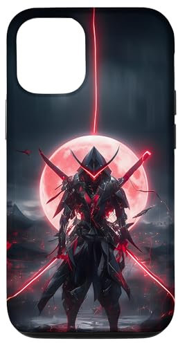 Hülle für iPhone 12/12 Pro Japanischer Samurai Episch Dunkler Blutmond Otaku Anime