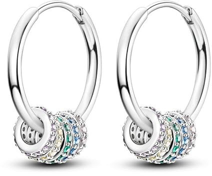 CYCUFF 925 Sterling Silber Hoop Ohrringe Bunte Cubic Zirkonia Schmuck Ohrringe für Frauen Set Ohrring Geschenke für Sie (Leuchtend farbige Zirkonium Fünf Creolen)