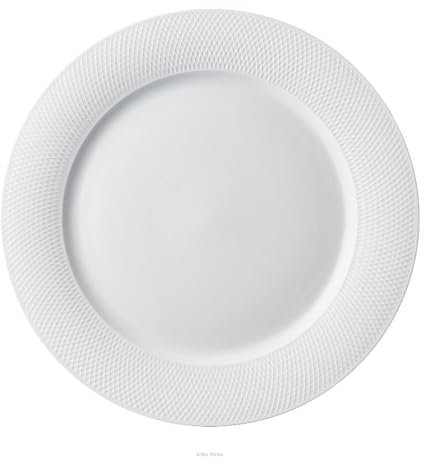 VILLA ITALIA - Porzellan Speiseteller 26 cm DAMALI - Weiss Essteller - Elegant Frühstücksteller - Weiß Geschirr - Handmade Tafelservice - Hochwertiges Kuchenteller - White Dinner Plates