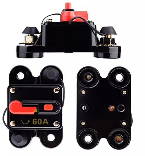 HBDCRJGE Disjoncteur étanche 60A 80A 100A 150A 200A 250A 300A DC 12V 24V, système Solaire Domestique, réinitialisation du fusible, onduleur Automatique(60A)
