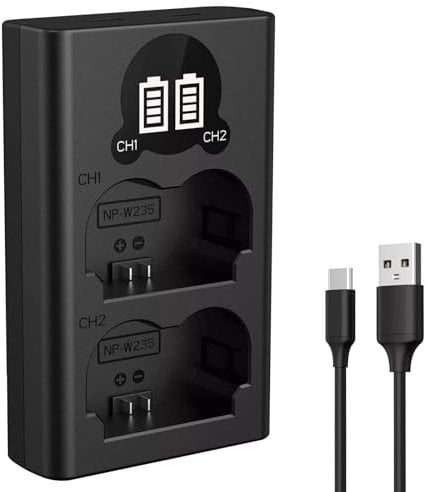 Smart LCD Dual Battery Charger for Fujifilm XT5/ XT4/ XH2S 8.4V Battery