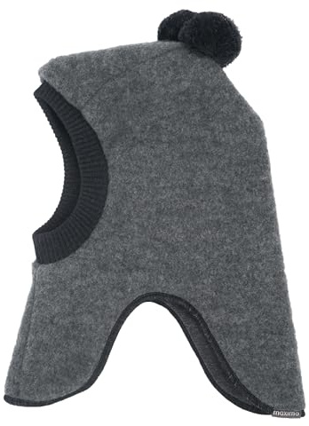 maximo GOTS MINI-Schlupfmütze, 2 Pompons, Wollfleece, Jersey