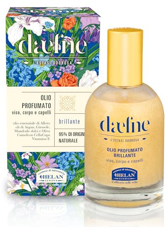Helan Daefne - Öl für Haare, Körper und Gesicht, trocken parfümiert, belebend, Öl für Haare und Haut mit Mandelöl, Arganöl und Vitamin E, 100% pflanzlicher Herkunft, fettet nicht, 50 ml, hergestellt