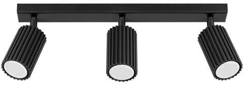 SOLLUX lighting Deckenlampe Deckenleuchte Deckenstrahler Aluminium 3 Flammig 45 x 6,5 x 16,5 cm Karbon Schwarz