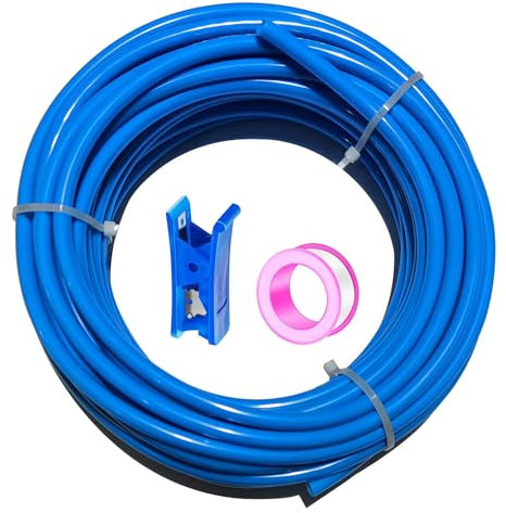 HAXIHA 10 Metros Manguera Neumática 12mm OD/8mm ID,Azul Tubo Compresor Aire.Poliuretano PU Manguera de Aire Tubo Kit 32.8ft para la línea de aire o tubería de transferencia de fluidos