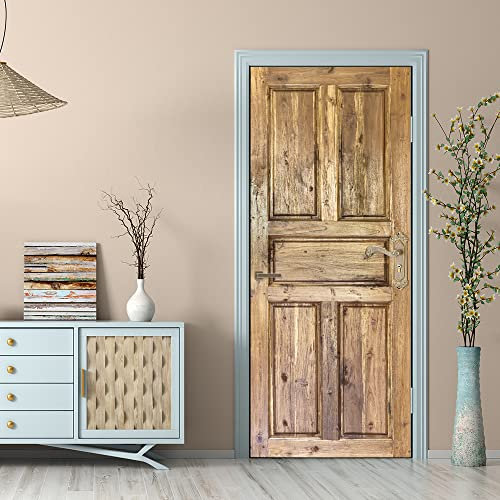WYXWZ Türsticker 3D TürPoster 100x200 Türtapete Selbstklebend PVC Modern Woody Wand Möbel Accessoires Fliesen Spiegel Fenster Braun