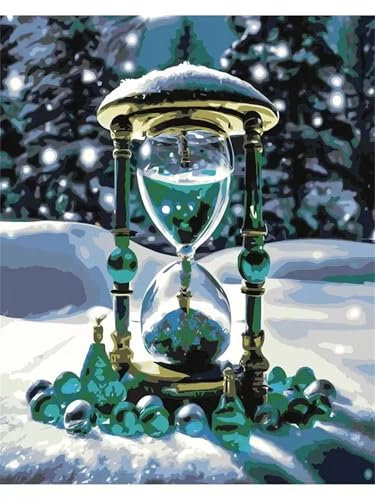 Peinture par Numéros Adultes Kits de Peinture à L'huile,avec cadre Bricolage Creatif Peinture Numero,avec Pinceaux et Acryliques Numero d'Art Artisanat Maison Décoration,Sablier d'hiver 60x75 cm